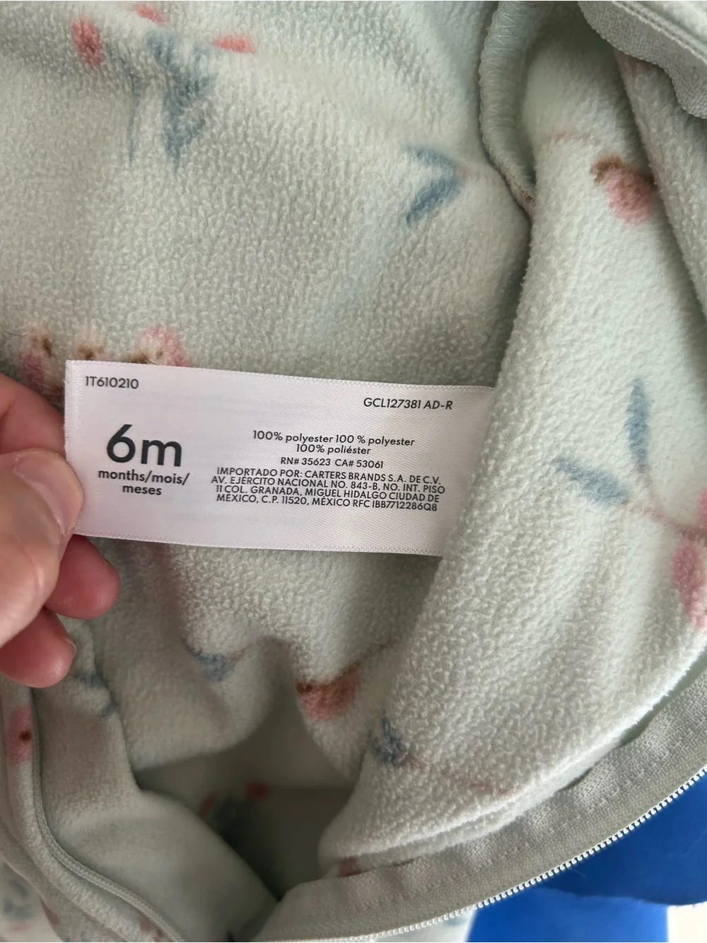 Carter’s 6 Months Mint Woodland Footed Sleeper 2-Way Zipper